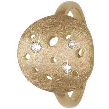 Christina Collect silver plated The Moon moon ring with rough surface and 3 genuine white topazes, ring sizes from 49-61